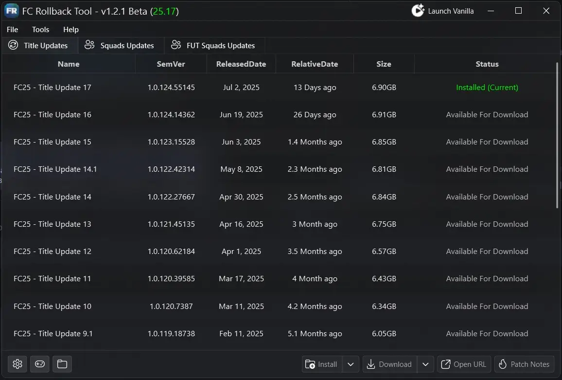 FC Rollback Tool | v1.2.1 Beta Release